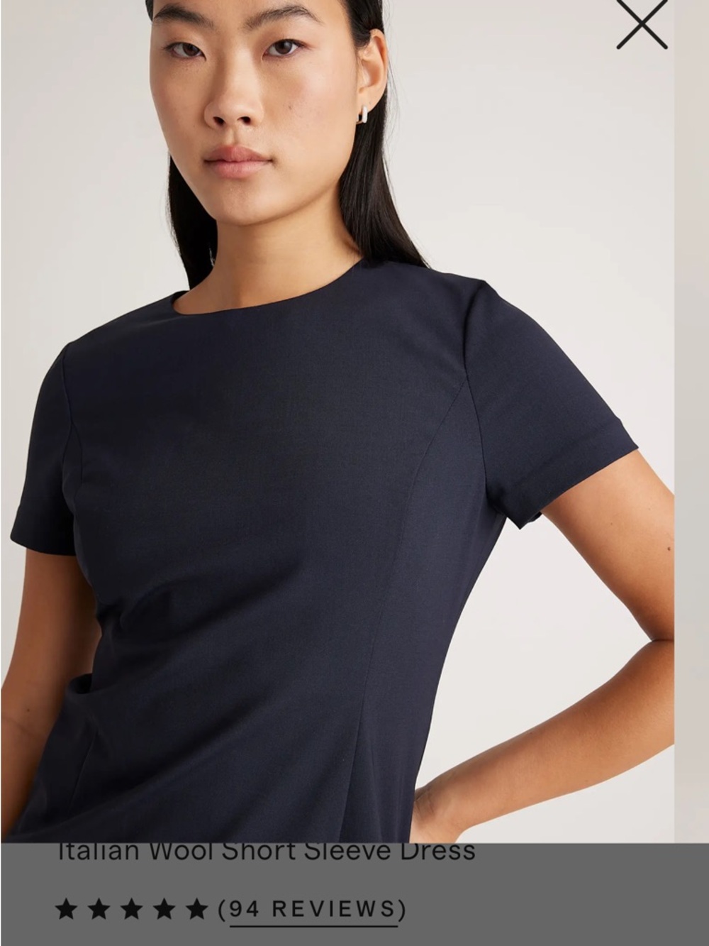 NWOT Quince Italian Wool short Sleeve Dress. Breathable. Navy. Sz 14 - Picture 2 of 11